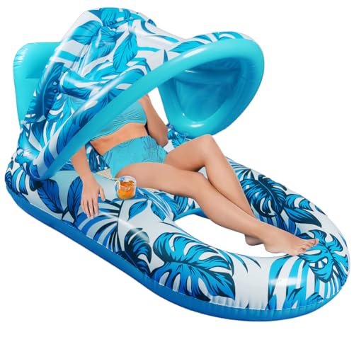 Fiorky Hängematten-Liegestuhl mit Sonnenschirm, aufblasbares Wasserschlafbett, PVC-Schwimmliege, Luftmatratze, Schwimmspielzeug for den Außenbereich von Fiorky