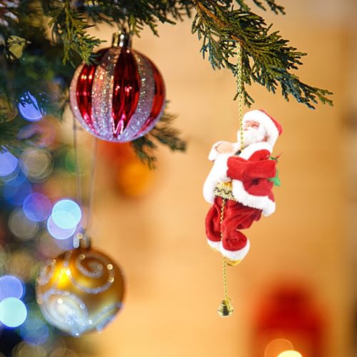 Fiorky batteriebetriebenes elektrisches Spielzeug zum Auf- und Absteigen, kreative Weihnachtsdekoration, Ornamente, Weihnachtsmann, Kletterperlen, Weihnachtsbaum-Hängedekoration, Neujahrsges von Fiorky