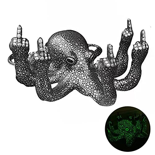 Octopus Figuren mit Mittelfinger, Mittelfinger Oktopus Statue, Leuchtweste Octopus mit Perlmutt Kunst Ornamente Geschenk for Garten Indoor Outdoor Home Dekoration von Fiorky