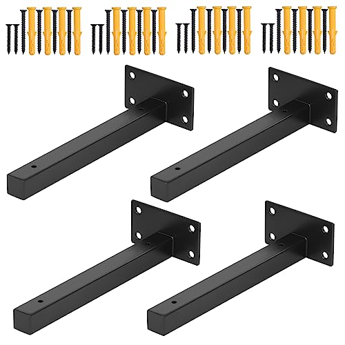 Fippy 4PCS Heavy Duty Regalhalterungen 200mm schwarzes Metallregal Klammern Wandmontage Regalstützen Klammern für offene Regale Unterstützung DIY von Fippy