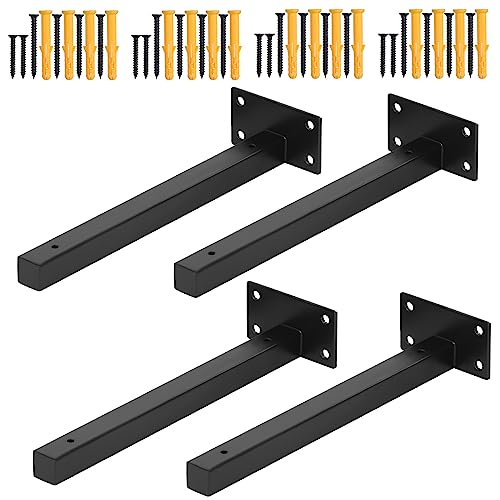 Fippy 4PCS Heavy Duty Regalhalterungen 250mm schwarzes Metallregal Klammern Wandmontage Regalstützen Klammern für offene Regale Unterstützung DIY von Fippy