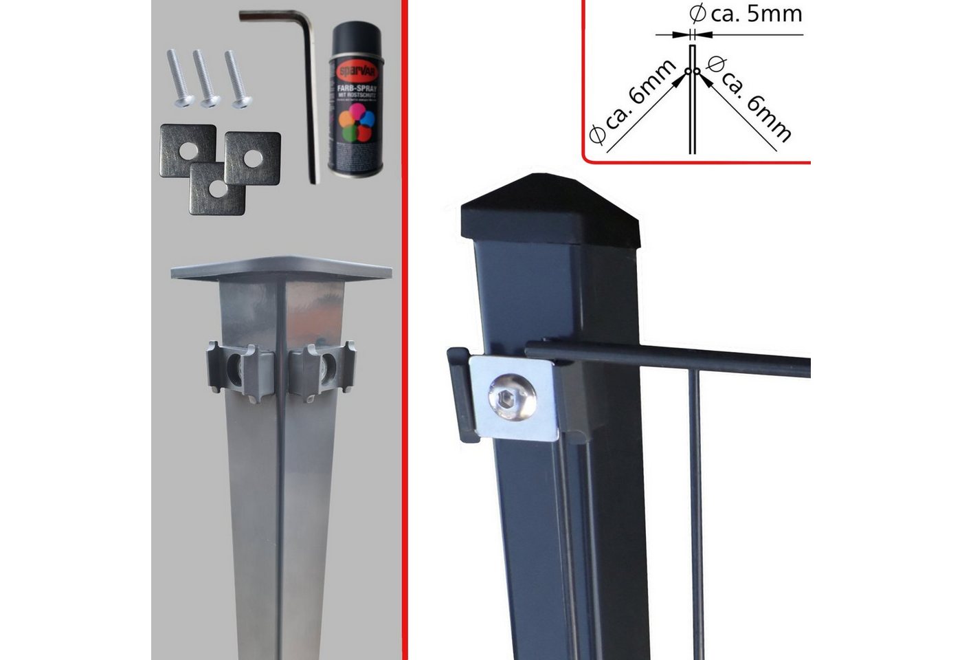 Fischer und Adamek Gartenzaun Doppelstabmattenzaun 6/5/6, (Anthrazit, inkl 3 Eckpfosten), Komplett Set von Fischer und Adamek