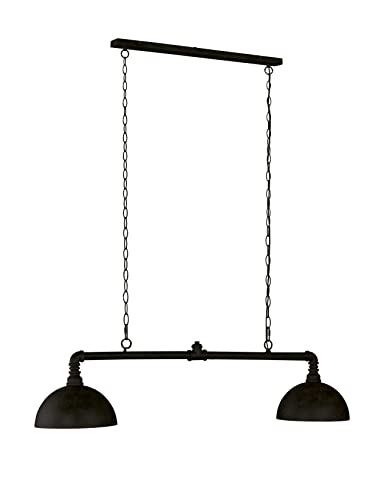 Fischer & Honsel | Pendelleuchte, Leitung | sandschwarz| Metallschirm sandschwarz innen goldfarben| L: 87,00 cm, B: 25,00 cm,| Ausladung Decke: 140,00 cm| 2x E27 max. 60 Watt | 60647 von Fischer & Honsel