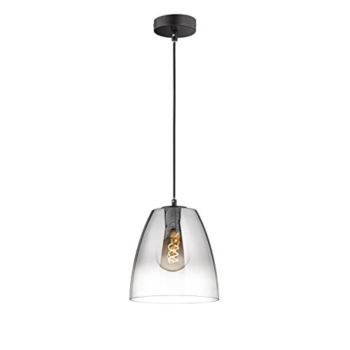 Fischer & Honsel | Pendelleuchte, Miro | sandschwarz| Glas| rauchfarben zu klar| D: 20,00 cm | Ausl. Decke: 150,00 cm| 1x E27 max. 40,0 Watt| 60840 von Fischer & Honsel