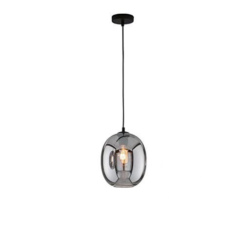 Fischer & Honsel | Pendelleuchte, Nayla | sandschwarz| Glas-rauchfarben| D: 21,00 cm | Ausl. Decke: 150,00 cm| 1x E27 max. 40,0 Watt| 60917 von Fischer & Honsel