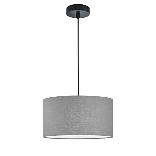 Fischer & Honsel | Pendelleuchte, Teramo | sandschwarz| Stoffschirm| grau Leinen| D: 38,00 cm | Ausl. Decke: 150,00 cm| 3x E27 max. 40,0 Watt| 60954 von Fischer & Honsel