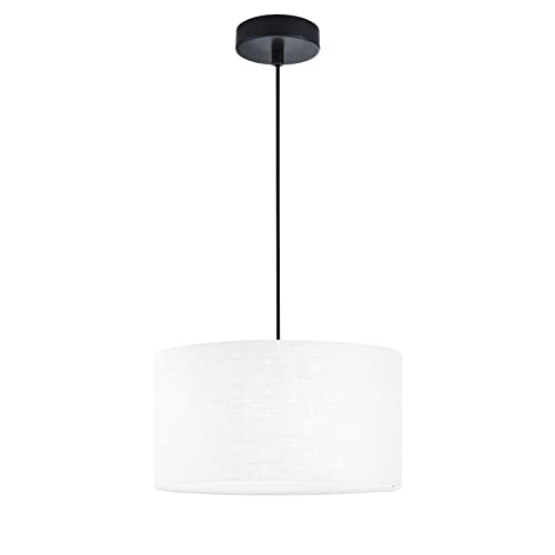 Fischer & Honsel | Pendelleuchte, Teramo | sandschwarz| Stoffschirm| weiß Leinen| D: 38,00 cm | Ausl. Decke: 150,00 cm| 3x E27 max. 40,0 Watt| 60953 von Fischer & Honsel