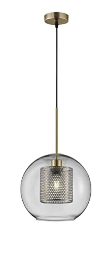 Fischer & Honsel Pendelleuchte Jura, 1-flammig, Hängelampe E27-Fassung max. 40 Watt, Pendellampe mit extravagantem Lampenschirm, Messingfarben matt, Ø 25cm von Fischer & Honsel