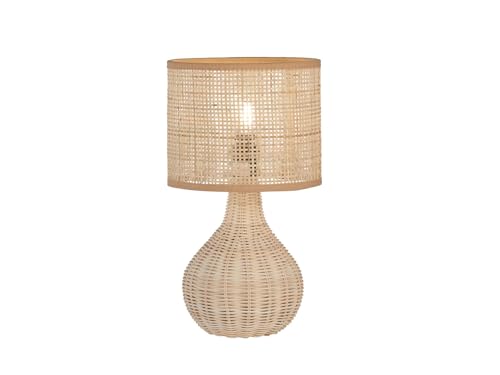 Fischer & Honsel Tischleuchte, Nature | Rebe natur| Lampenschirm Rebestrick natur| H: 37,00 cm, D: 20,00 cm| mit Schnurschalter schaltbar| 1x E14 max. 25 Watt ohne Leuchtmittel | 50733 von Fischer & Honsel