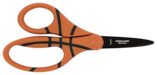 Fiskars 134302-1002 Non-Stick MVP Kids Scissors Pointed-Tip, 5 Inch, Basketball von Fiskars