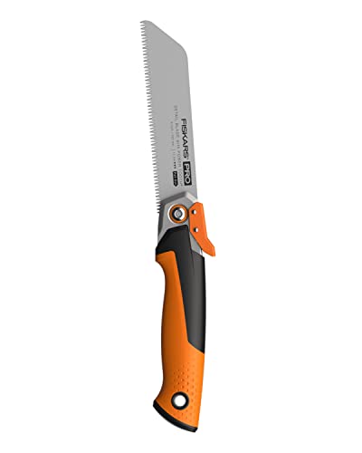 Fiskars Pro Klappbare Zugsäge, Sägeblattlänge: 15 cm, 19 TPI, Schwarz/Orange, PowerTooth, 1062932 von Fiskars