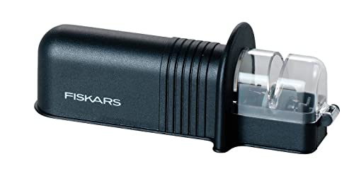 Fiskars Roll-Sharp Messerschärfer mit Keramik-Schleifstein, Essential, Kunststoff, Schwarz, 1065598 von Fiskars