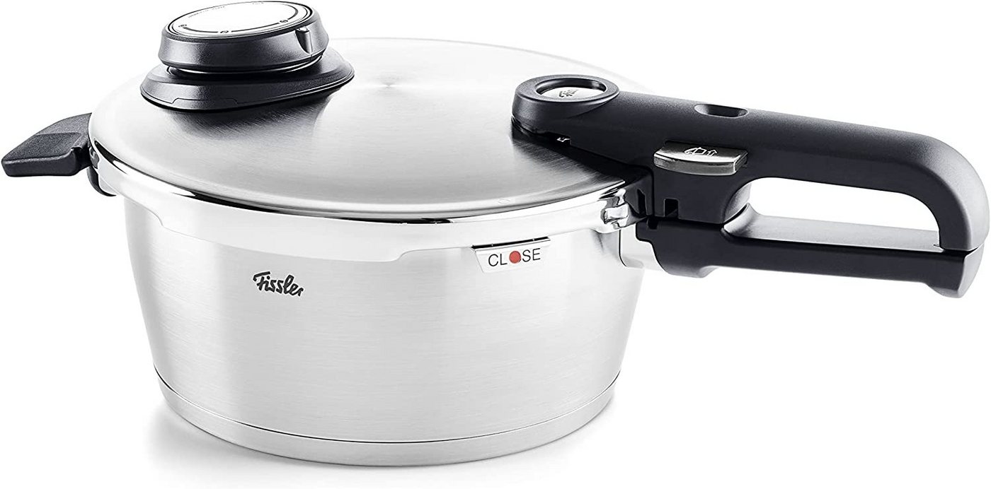 Fissler Schnellkochtopf Vitavit® premium Edelstahl Schnellkochtopf 3,5 L, Ø 22 cm, Edelstahl 18/10 (3-tlg), Dampfkochtopf, Einstellbare Kochstufen, Induktion, Made in Germany von Fissler