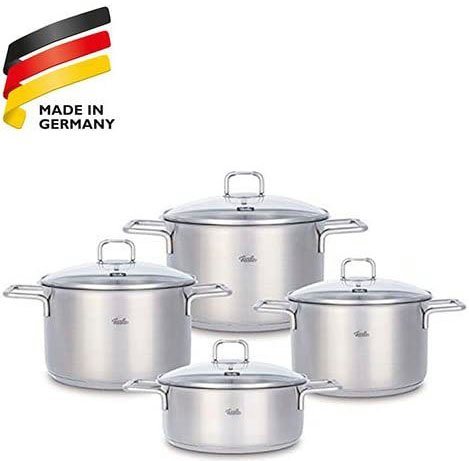 Fissler Topf-Set Hamburg, Edelstahl 18/10 (Set, 4-tlg., je 1 Kochtopf Ø 16, 20, 24 cm, 1 Bratentopf Ø 20 cm, mit Deckel), Induktion Made in Germany - Premium Qualität von Fissler