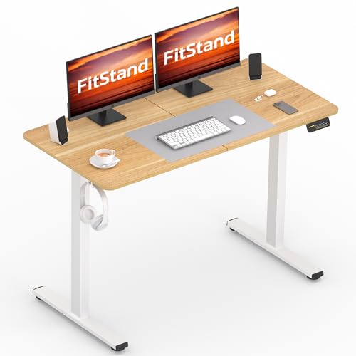 FitStand FQ1 120x60cm höhenverstellbarer Schreibtisch Electric Lift Desk mit Tischplatte, Stehpult, Lift Computertisch mit Haken, Kindersicherung, Memory-Funktion für Büro und Zuhause - Ahorn von FitStand