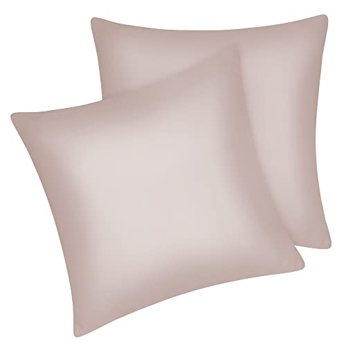 Fittia 2er-Set Satin Kissenbezug Premium Kopfkissenbezug Kissenhülle Haar- und Hautpflege Seidig mit Reißverschluss, Taupe, 40x40cm von Fittia