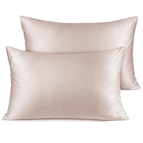 Fittia Premium 2er Set Satin Kissenbezug 40x60cm Superweich Kopfkissenbezug Kissenhülle Kissen mit Hotelverschluss für Haar und Haut, Taupe von Fittia