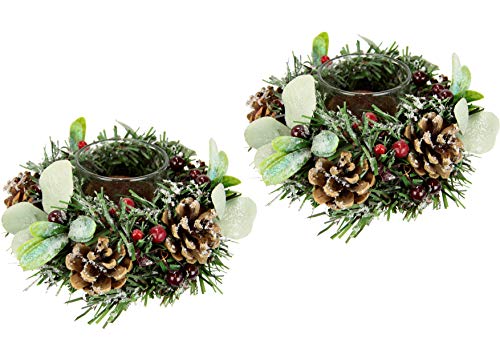 Teelichthalter dekoriert mit künstlichen Beeren Zapfen geeist mit Kunstschnee und Glas 2erSet Windlicht Kerzenhalter Kerzenhalter Kranz Teelicht Weihnachtsdeko Weihnachtskranz Adventskranz Teelichthalter dekoriert mit künstlichen Beeren Zapfen geeist mit Kunstschnee und Glas 2erSet Windlicht Kerzenhalter Kerzenhalter Kranz Teelicht Weihnachtsdeko Weihnachtskranz Adventskranz von Flair Flower