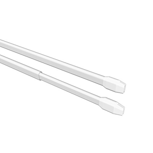 Flairdeco Vitragestangen mit Schraubhaken, Scheibenstangen oval, Metall-Kunststoff, Weiß, ausziehbar 30-50 cm, 2 Stück von Flairdeco