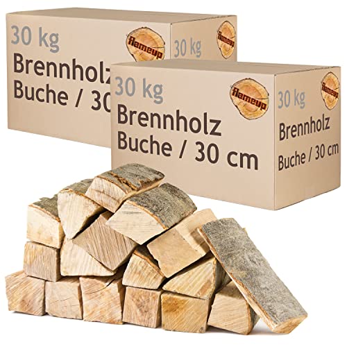 Brennholz Buche Kaminholz 30 cm Holz 60 kg Für Ofen und Kamin Kaminofen Feuerschale Grill Feuerholz Buchenholz Holzscheite Wood flameup von Flameup