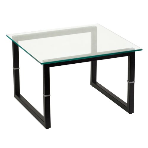Flash Furniture Beistelltisch aus Glas, Metallglas, durchsichtig/schwarz, 1 Stück von Flash Furniture