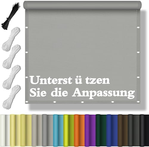 Sonnensegel Wasserdicht Rechteckig, Schattentuch UV-Schutz Sunsegel Reißfest Maschinenwäsche mit Ösen und Seil für Garten Balkon Terrasse Zaunblende AußEnbereich Schwimmbad 1.6x4M - Hellgrau von Flei