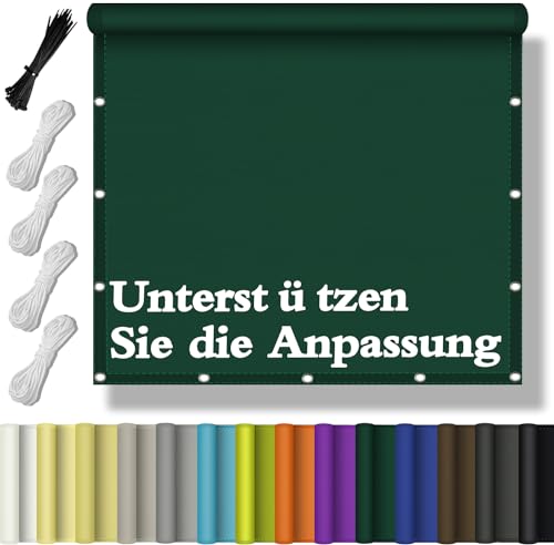 Sonnensegel Wasserdicht Rechteckig, Schattentuch UV-Schutz Sunsegel Reißfest Maschinenwäsche mit Ösen und Seil für Garten Balkon Terrasse Zaunblende AußEnbereich Schwimmbad 1.6x3.8M - Dunkelgrün von Flei