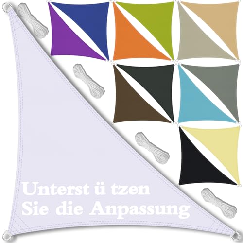 Sun sail, Sichtschutz304 Edelstahl ösen, Winddicht, Reißfest, inkl Befestigungsseile für Terrasse Garten Terrasse Rasen, Rechtwinkliges Dreieck - 3.6x3.6x5.1M, Weiß von Flei