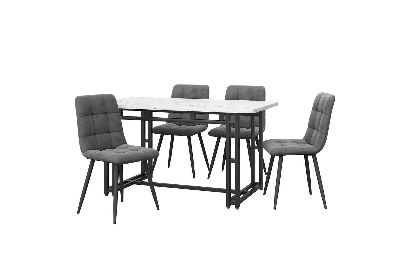 Flieks Essgruppe, (5-tlg), Esstisch mit 4 Stühlen Set Esszimmer Sitzgruppe, Metallbeine von Flieks