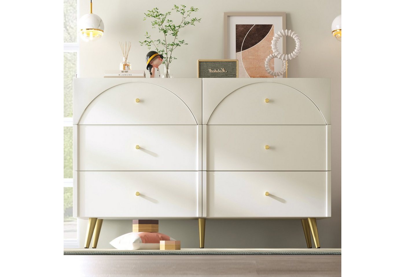 Flieks Kommode, Sideboard Schubladenkommode mit 6 Schubladen 120x40x85cm von Flieks