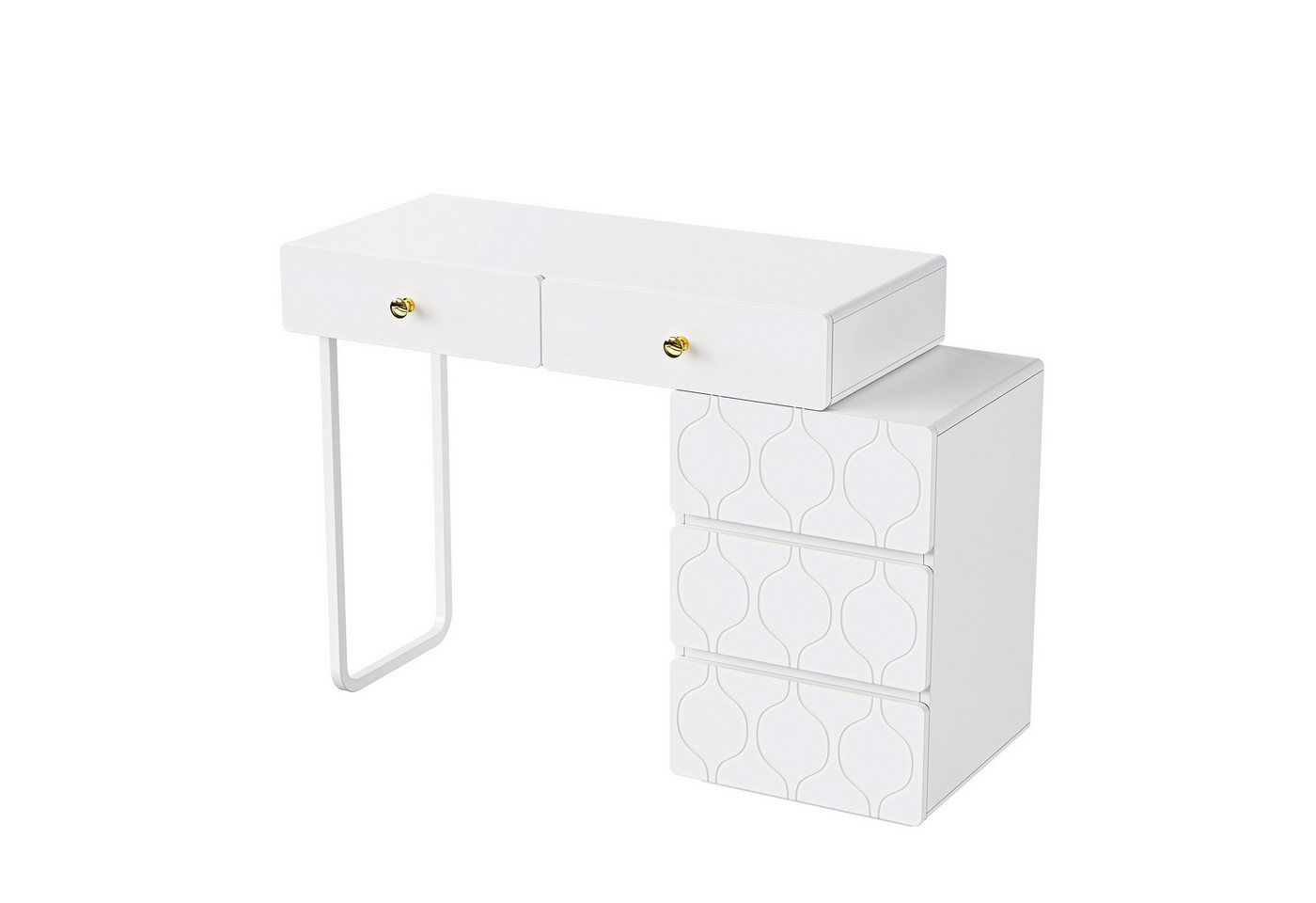 Flieks Schminktisch, Schminktisch Kommode 5 Schubladen, ohne Spiegel und Hocker, 90x40x74cm Flieks Schminktisch, Schminktisch Kommode 5 Schubladen, ohne Spiegel und Hocker, 90x40x74cm von Flieks