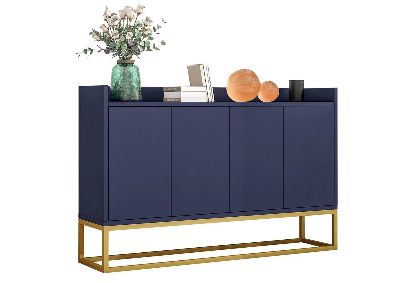 Flieks Sideboard, Kommode mit 4 Türen mit goldenen Metallbeine 120x30x80cm Flieks Sideboard, Kommode mit 4 Türen mit goldenen Metallbeine 120x30x80cm von Flieks