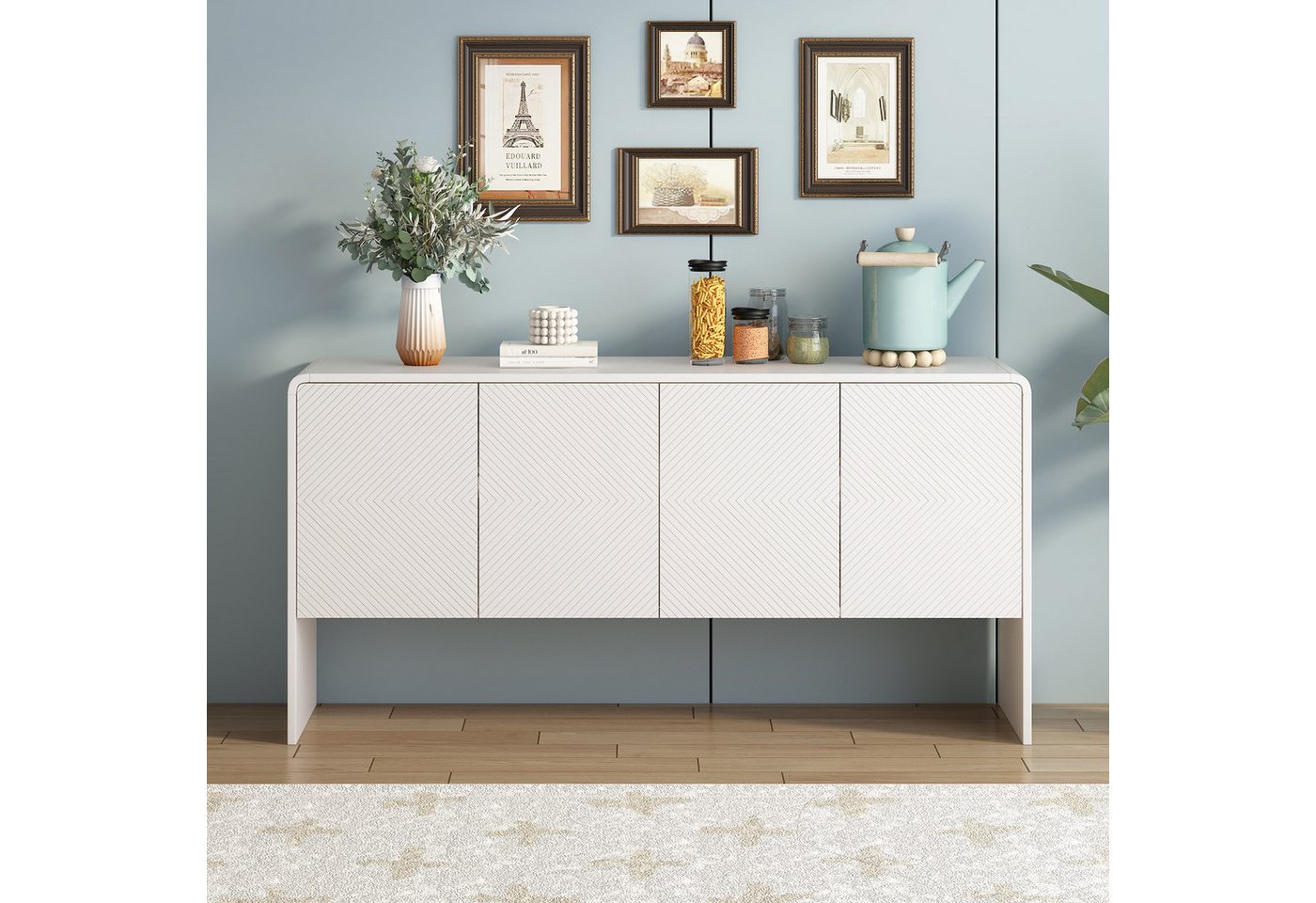 Flieks Sideboard (1 St), Anricht mit 4 Türen Wohnzimmerschrank 152,5*40*76.5cm von Flieks