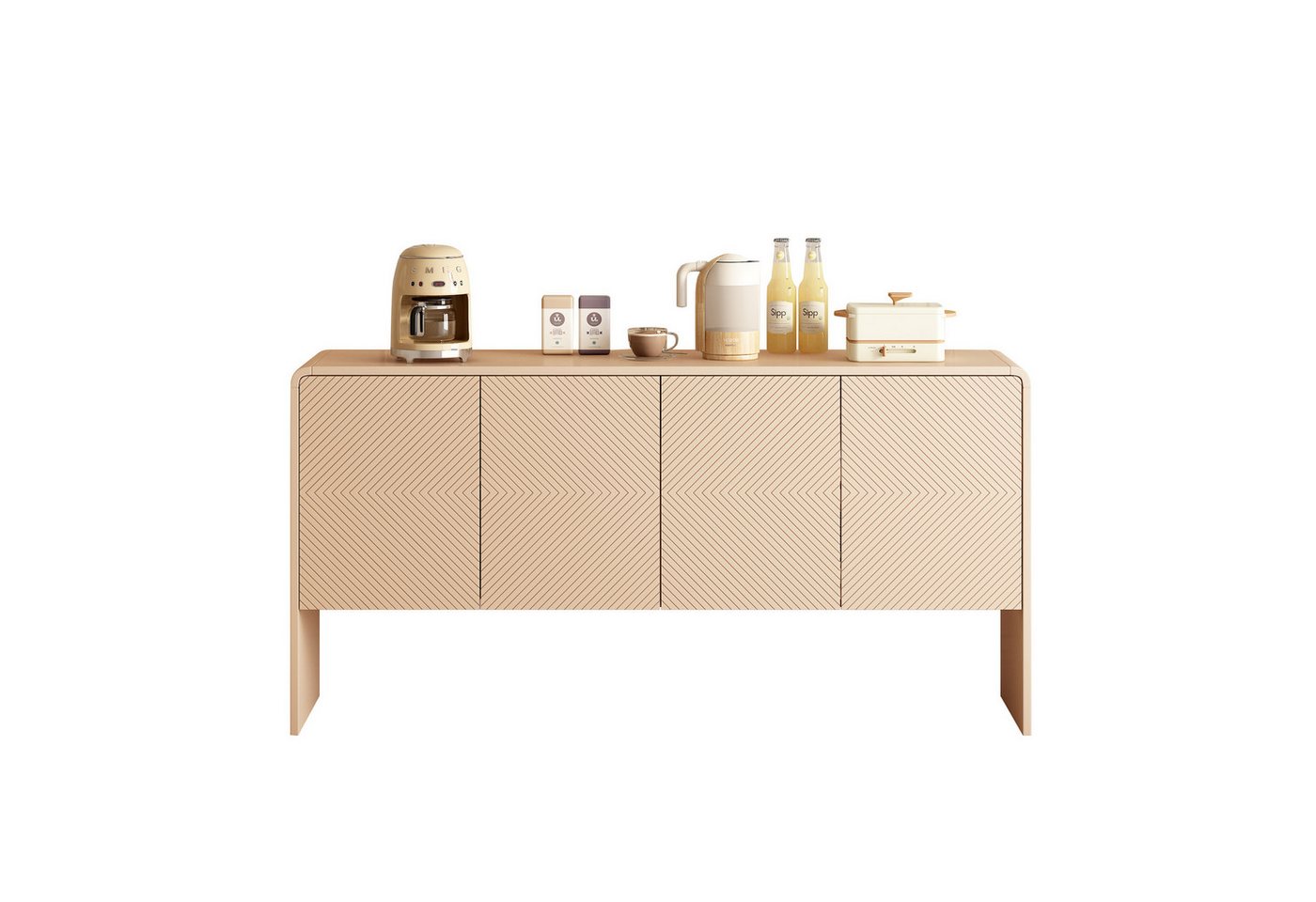 Flieks Sideboard (1 St), Anricht mit 4 Türen Wohnzimmerschrank 152,5*40*76.5cm von Flieks