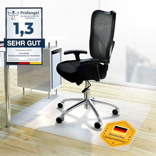 Floordirekt Bodenschutzmatte - Kratzfest, rutschfest, Milchweiß - Bodenmatte, Bodenschutz, Bürostuhlunterlage, Unterlegmatte, Schutzmatte für Laminat, Parkett, Hartböden (120 x 145 cm) von Floordirekt