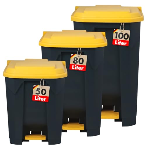 Floordirekt Mülleimer 80 Liter, gelber Deckel, Abfalleimer für Küche und Büro, Mülltrennsystem, Tretmülleimer mit Step-On-Mechanismus, Papierkorb, Mülltonne Olaf Floordirekt Mülleimer 80 Liter, gelber Deckel, Abfalleimer für Küche und Büro, Mülltrennsystem, Tretmülleimer mit Step-On-Mechanismus, Papierkorb, Mülltonne Olaf von Floordirekt