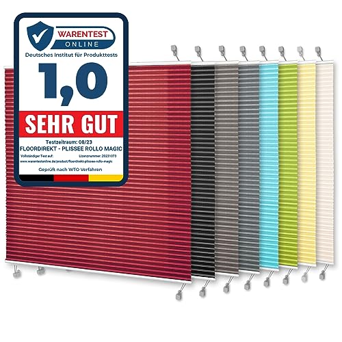 Plissee Rollo Magic | moderner Sichtschutz | Fensterrollo mit Klemmfix ohne Bohren | Klemmrollo | 7 Farben & viele Größen (100x100 cm, Petrol) von Floordirekt