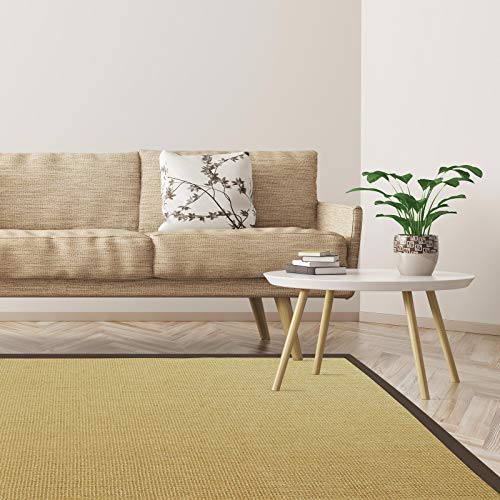 Floordirekt Premium Sisal-Teppich Amazonas | Natur | Mit verschiedenfarbigen Bordüren | 9 Größen | Wohnzimmerteppich, Naturfaserteppich (Cappuchino/Sahara, 120 x 180 cm) von Floordirekt