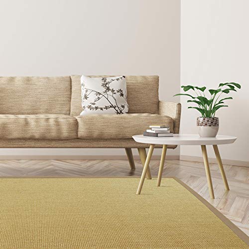 Floordirekt Premium Sisal-Teppich Amazonas | Natur | Mit verschiedenfarbigen Bordüren | 9 Größen | Wohnzimmerteppich, Naturfaserteppich (Creme, 70 x 130 cm) von Floordirekt