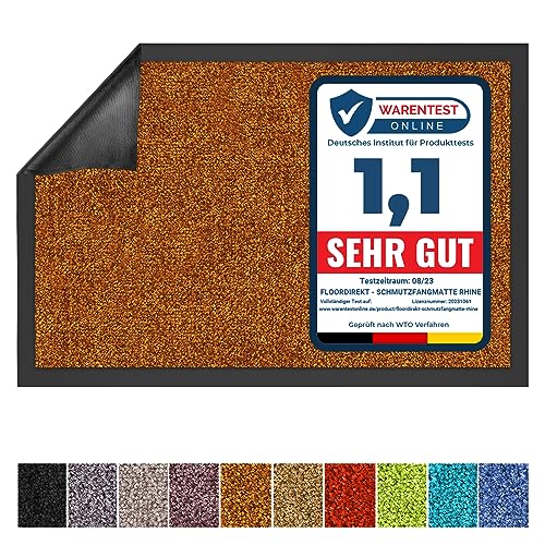 Floordirekt Schmutzfangmatte Rhine - waschbare & leistungsstarke Fußmatte - Sauberlaufmatte mit Rutschfester Rückseite - Türmatte für den Eingangsbereich (Braun, 120 cm x 180 cm) von Floordirekt