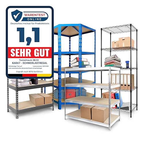 Floordirekt Schwerlastregal - Steckregal, Kellerregal, Lagerregal, Werkbank - Traglast bis 1250 kg - Schnelle Montage (Blau, 180 x 90 x 45 cm) von Floordirekt