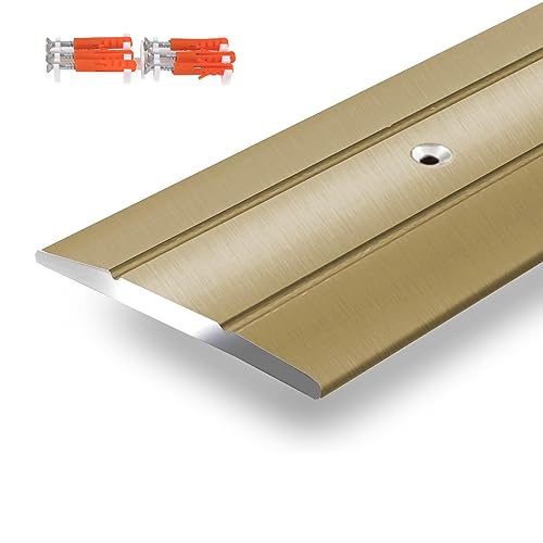 Floordirekt Übergangsprofil Firm 1 Stück Vorgebohrt Übergangsschiene | Abdeckleiste für Parkett, Laminat, PVC, Kork | C-Form | Bodenleiste aus Aluminium | (Breite: 36 mm | Länge: 90 cm, Gold) von Floordirekt