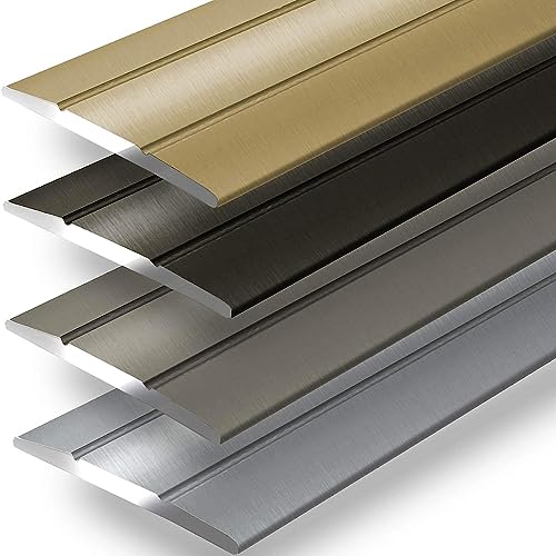 Floordirekt Übergangsprofil Firm 6 Stück Set Selbsklebende Übergangsschiene | Abdeckleiste für Parkett, Laminat, PVC, Kork | C-Form | Bodenleiste aus Aluminium | (Breite: 36 mm | Länge: 100 cm, Gold) von Floordirekt