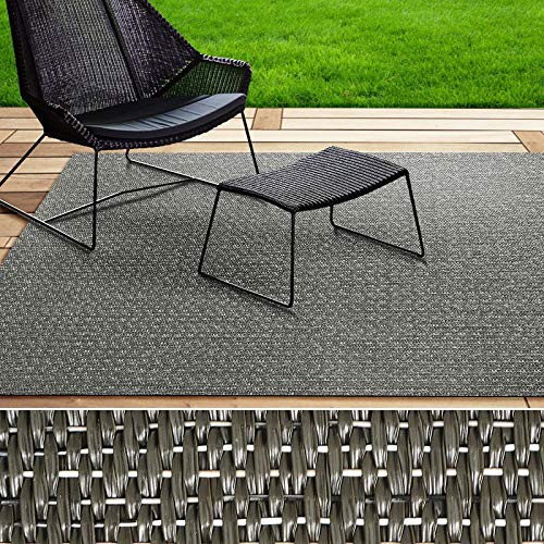 Indoor- & Outdoor-Teppich | Bodenbelag für Flur, Küche, Bad, Terrasse, Balkon | 4 Farben | viele Größen (Schwarz-Grün, 180x200 cm) von Floordirekt