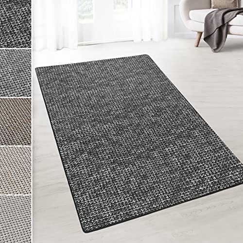 Floordirekt Teppichläufer Grandeur - Teppich Läufer Meterware für Wohnzimmer, Flur, Büro, Schlafzimmer - gekettelt (Anthrazit, 100x200cm) von Floordirekt