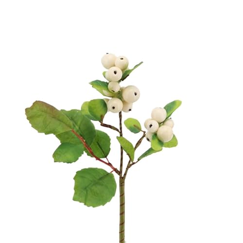 Floratexx Künstlicher Beerenzweig 28 cm Creme Weiss. Kunstpflanze Kunstblume Schneebeere Hochzeitsdekoration Tischdeko von Floratexx