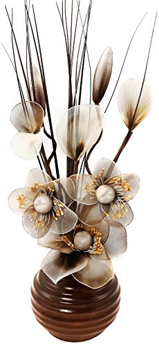 Flourish - Braun Crème Kunstblumen im Vase Deko Wohnzimmer, 40cm Klein von Flourish