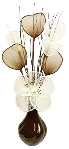 Flourish - Braun Crème Kunstblumen im Vase Deko Wohnzimmer, 40cm Klein von Flourish