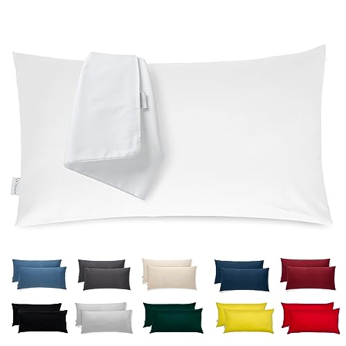 Kissenbezug 40x70 Mikrofaser Premium 2er Set Kissenhülle Deko für Kissen Bett/Sofa Stoff Superweicher Resistent Hypoallergen Anti-Milben Atmungsaktiv Kopfkissenbezug mit Verdecktem Zip Voll Waschbar von Flowen