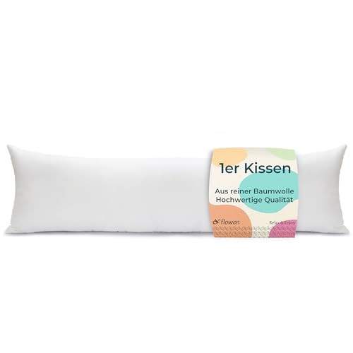 Flowen Kissen für Bett 40x145 cm Kopfkissen Innenkissen Hypoallergene Anti-Milben Weiche Kissenfüllung mit Kissenbezug Baumwolle und Polyes. Abnehmbarem und Waschbaren Schlafkissen für Haus/Hotel von Flowen